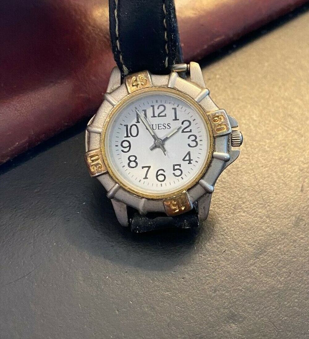Women's 30mm Two Tone 1993  Guess Watch, Leather Band